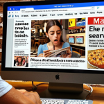 **Image Prompt:** A person looking at a screen filled with targeted ads after searching for flights to Barcelona. The person looks slightly annoyed and overwhelmed. Emphasis on the feeling of being bombarded with personalized content. Spanish setting, perhaps a cafe in Madrid, with local details like newspapers or cafe signs.