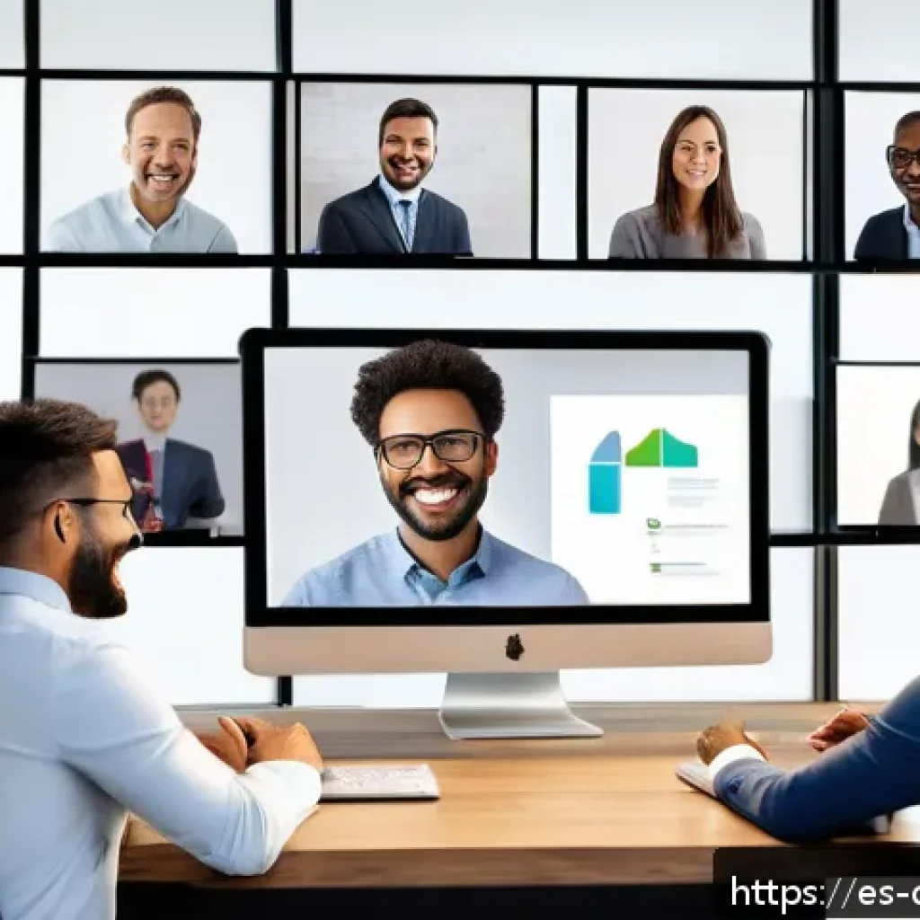디지털 공유경제의 프로젝트 관리 전략 - A diverse remote team collaborating on a digital project through a virtual video conference call, wi...